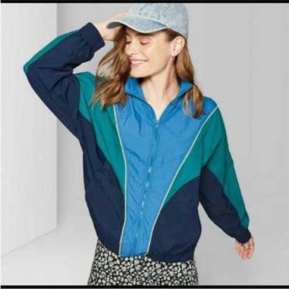 Wild Fable Blue and Green Jacket windbreaker S